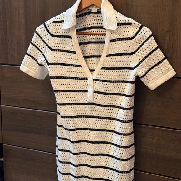 Seraphine Maternity Black and White Striped Midi Dress - Picture 6 of 11